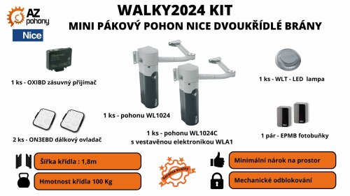 Walky2024 Bidi Kit - mini pákový pohon Nice dvoukřídlé brány WALKY2024BDKCE